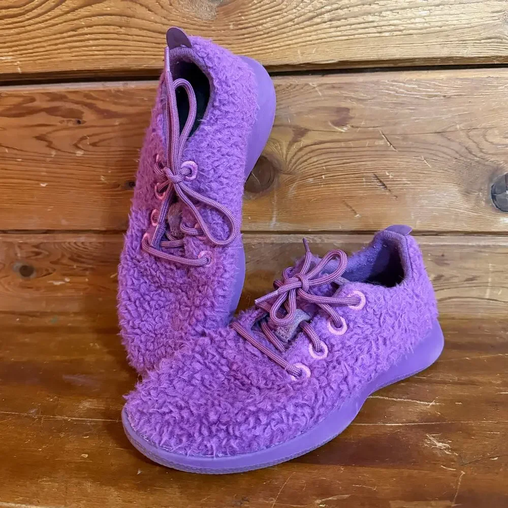 Allbirds Wool Runners Up Faux Sherpa Fuzzy Purple Lace Up Sneakers youth 3